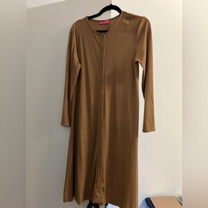 Long sleeve tan ribbed dress